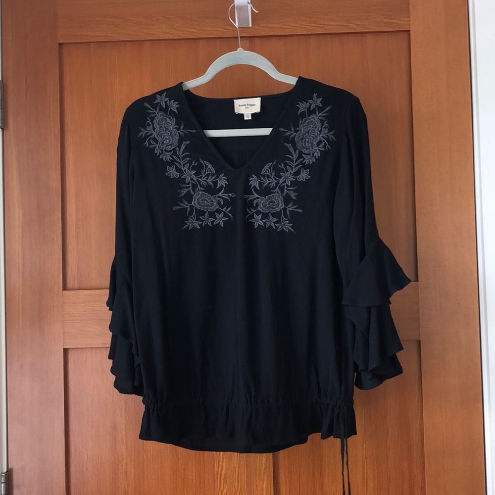 Haute Hippie Long Sleeve Tie Bottom Top